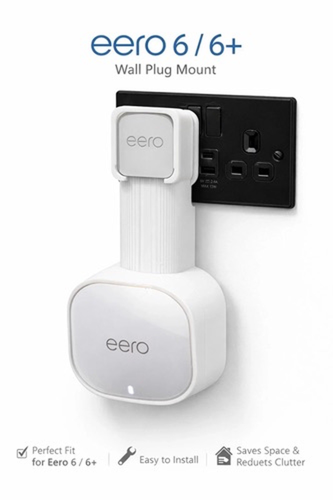 Wall Plug Bracket for Amazon eero 6 & 6+ White Router Mount Smooth - Image 4