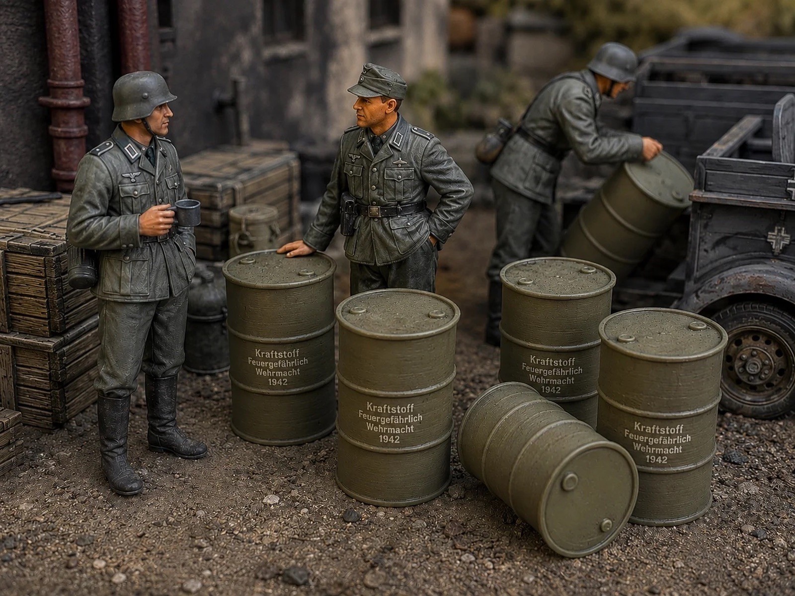 1:35 WWII Oil Drums (20) – 3D Printed Diorama Set - Image 2
